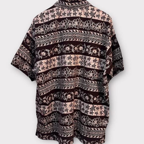 Happy Bay Hawaiian Shirt Men’s XXL Brown White Floral Turtle Spring Party - Picture 5 of 9